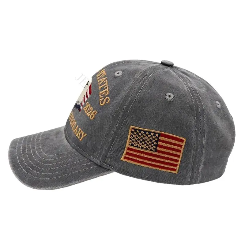 R7UF Patriotic Embroidered Baseball Cap 250th Anniversary Machine Washable Adjustable Strap For Adults