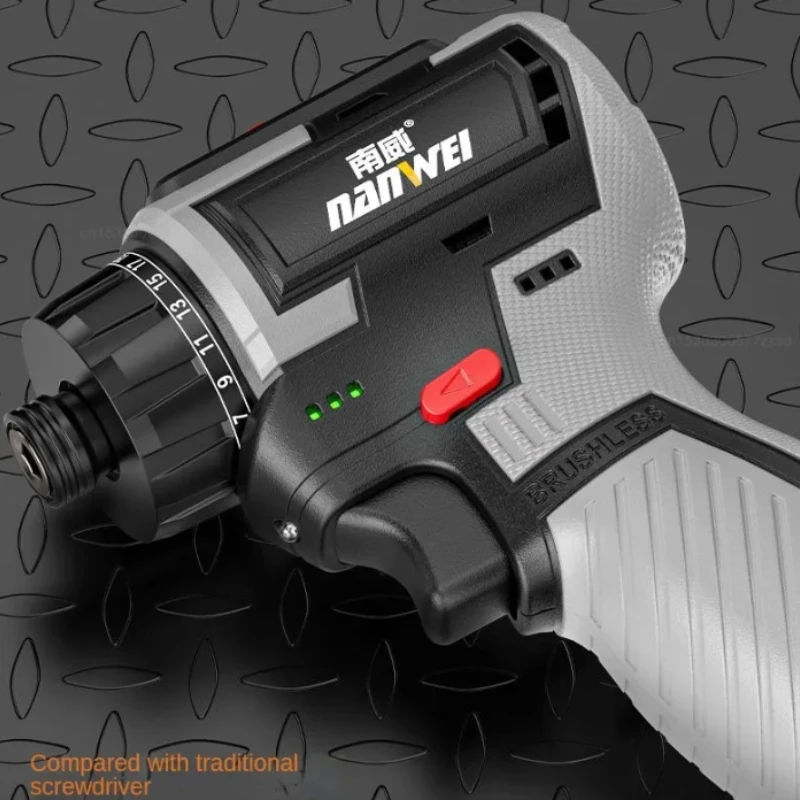 Imagem -03 - Nanwei-brushless Lithium Electric Screwdriver Multifuncional Household Drill Impact Repair Tool