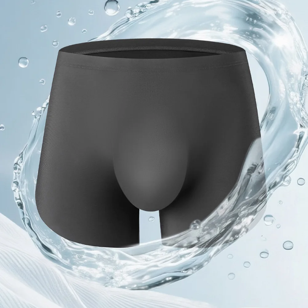 Men Seamless Ultra-thin Boxer Shorts Underwear 3D Bulge Pouch Cooling Panties Breathable Four Cornered Underpants