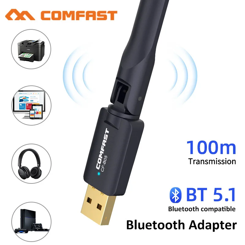 

Comfast 100M USB Bluetooth 5.1 Dongle Adapter for PC Speaker Wireless Mouse Music Audio Receiver Transmitter Bluetooth 5.1