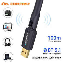 Comfast-adaptador Dongle USB Bluetooth 100 para PC, altavoz, ratón inalámbrico, receptor de Audio y música, transmisor Bluetooth 5,1, 5,1 M