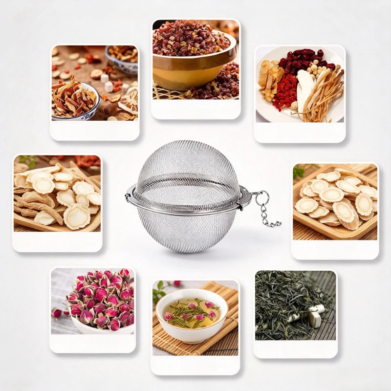 Stainless Steel Tea Ball Loose Leaf Tea Strainer Infusers Extra Fine Mesh Tea Interval Diffuser with Extended Chain Hook