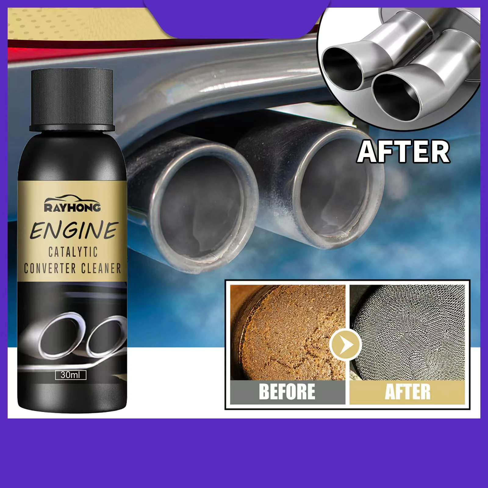 Engine catalytic converter cleaner for removing carbon deposits and exhaust gas, no need to disassemble and wash engine cleaner