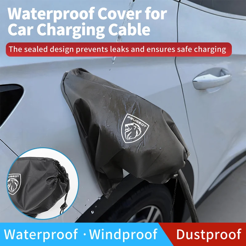 Car Oxford Cloth Charging Gun Rain Cover Charger Plug Cover Accessories For Peugeot 3008 207 208 407 508 2008 5008