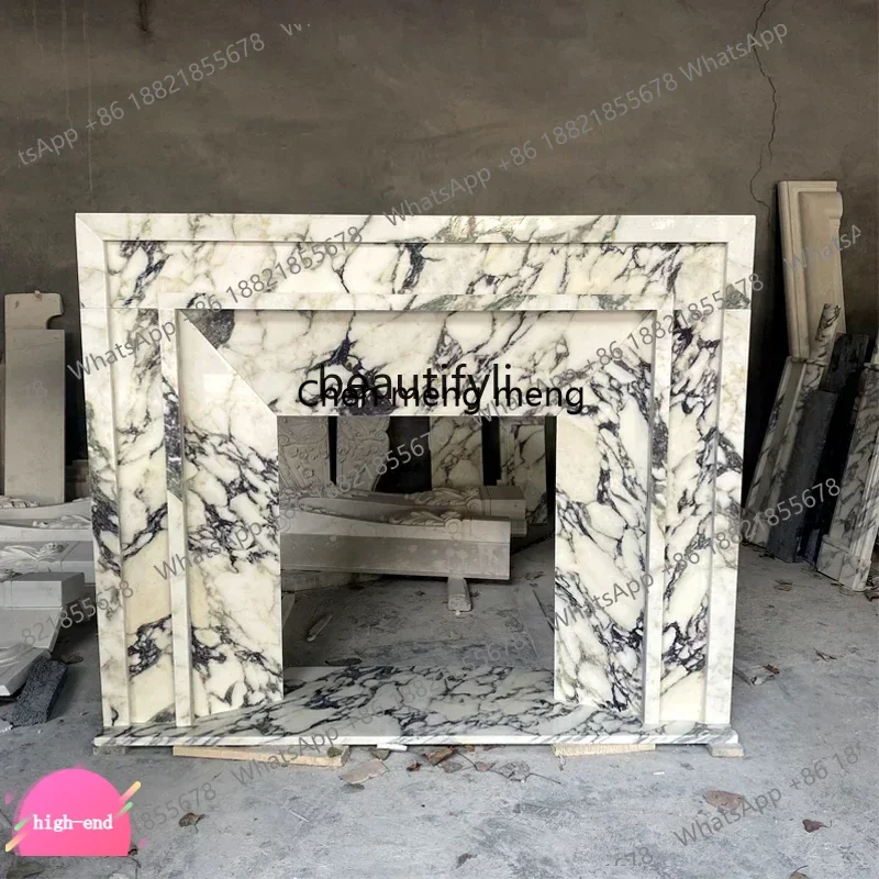 Marble Fireplace Cabinet Purple Stone Fireplace Nordic French Indoor Heating Fireplace  AB