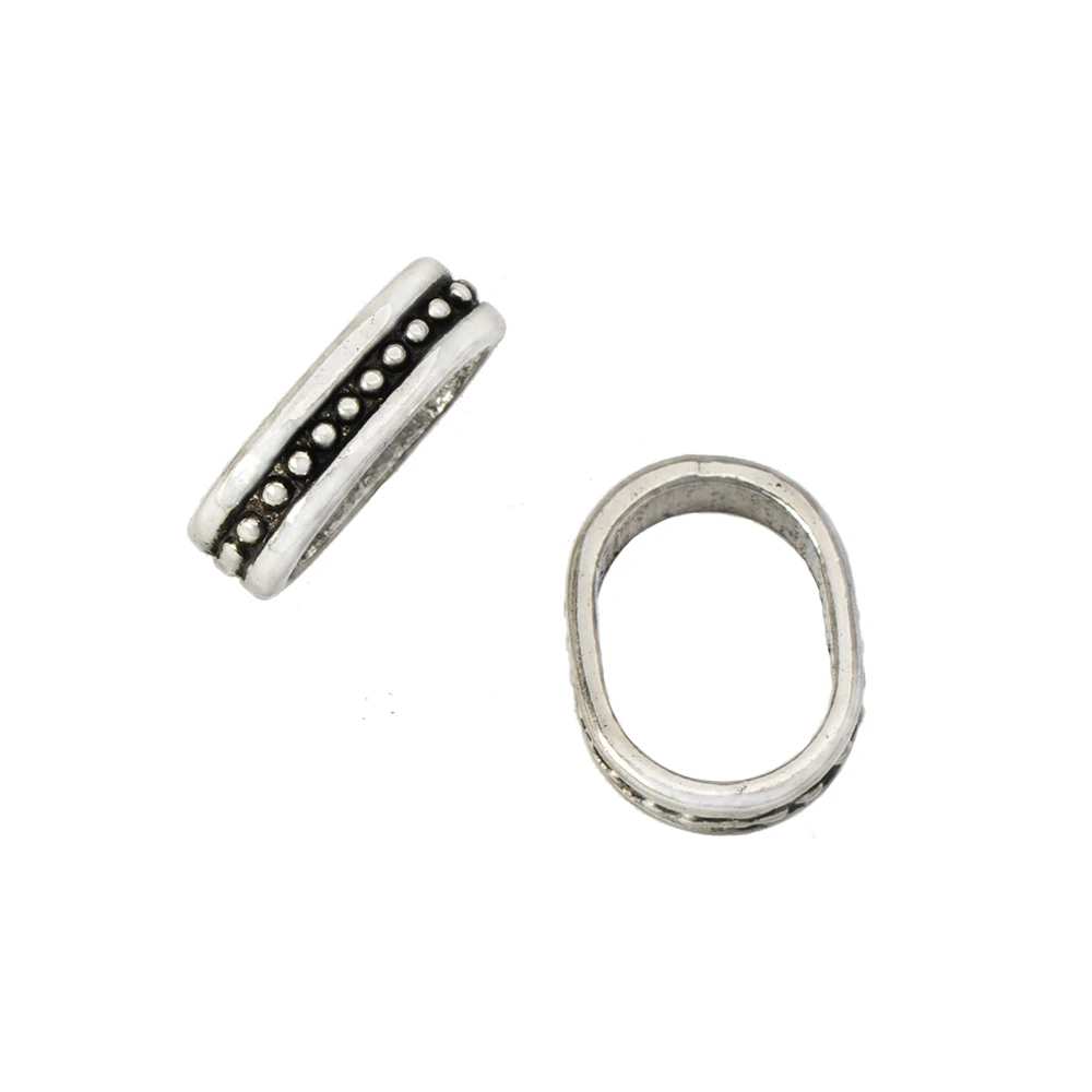 Components Beads Fit Multilayer Cord Bracelets DIY 40pcs 10x8mm Big Hole Metal Silver Jewelry Fittings Handmade Bangles Supplies