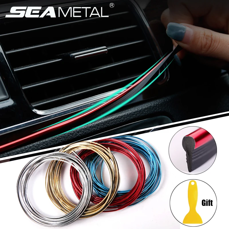 

SEAMETAL 5m Car Moulding Strips DIY Flexible Dashboard Decoration Strip Auto Door Decor Trim Mounding Interior Car Accessories