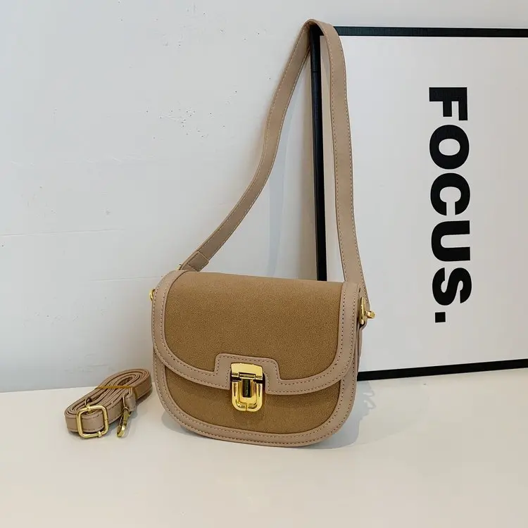 

Vintage Versatile Color Block Mini Saddle Bag - Women's Ins Niche Underarm Crossbody Shoulder Bag