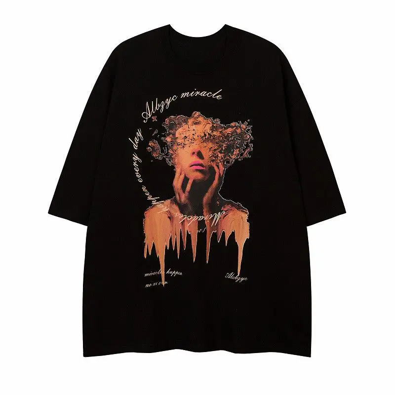

2026 New Personalized Design Hip Hop Street Print Men's and Women's Short Sleeve Crew Neck Comfortable Loose T-Shirts