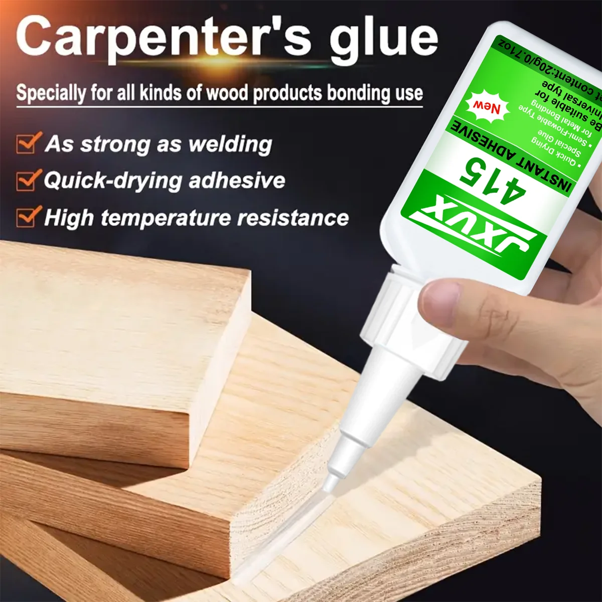 Jxvx20Ml 415Superglue غراء فوري قوي فائق عالمي غراء فوري قوي للراتنج والزجاج المعدني والتجفيف السريع #3