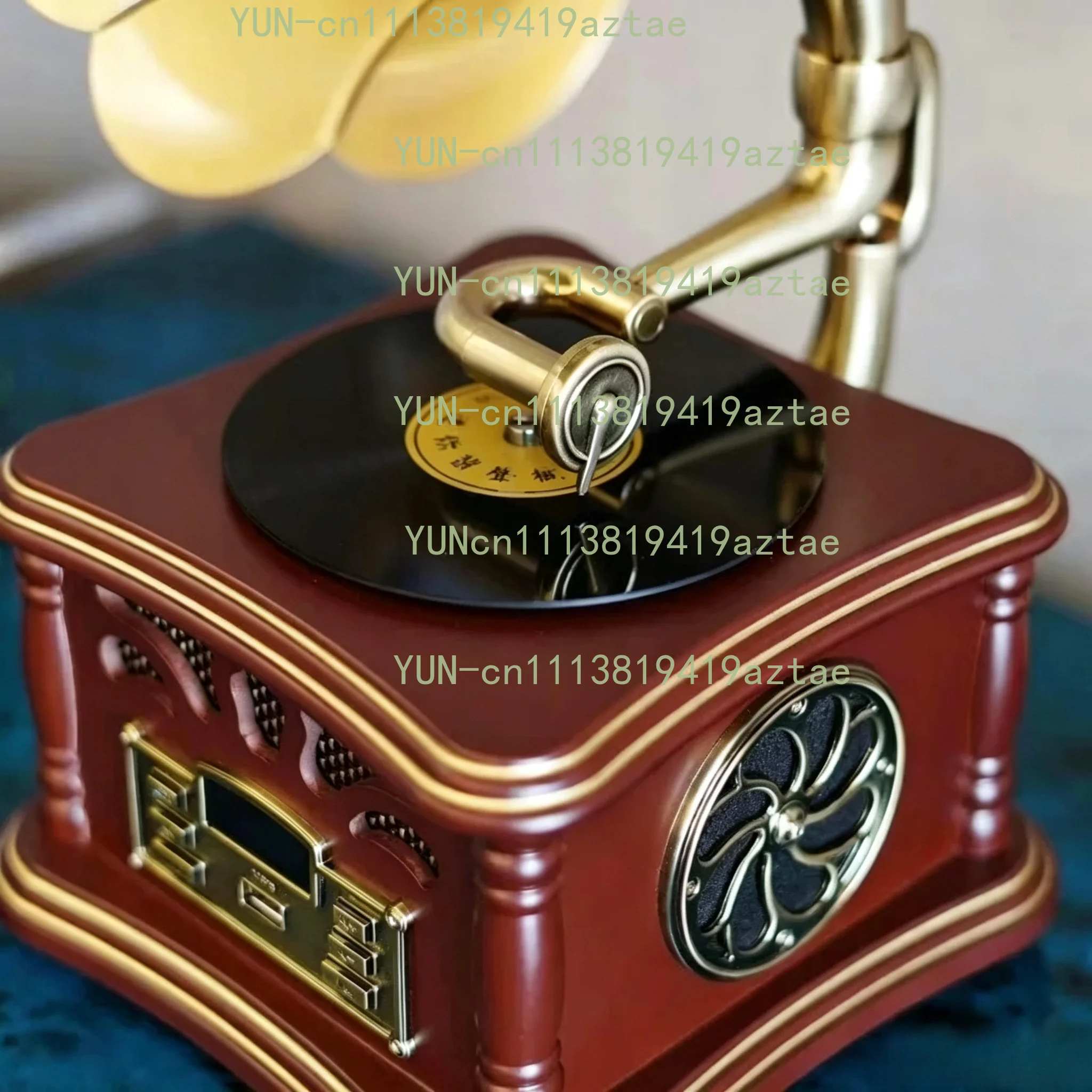 Vintage Phonograph, European Style Solid Wood Ornament, Vinyl Record Player, Vintage Electric Record Player, Creative Bluetooth