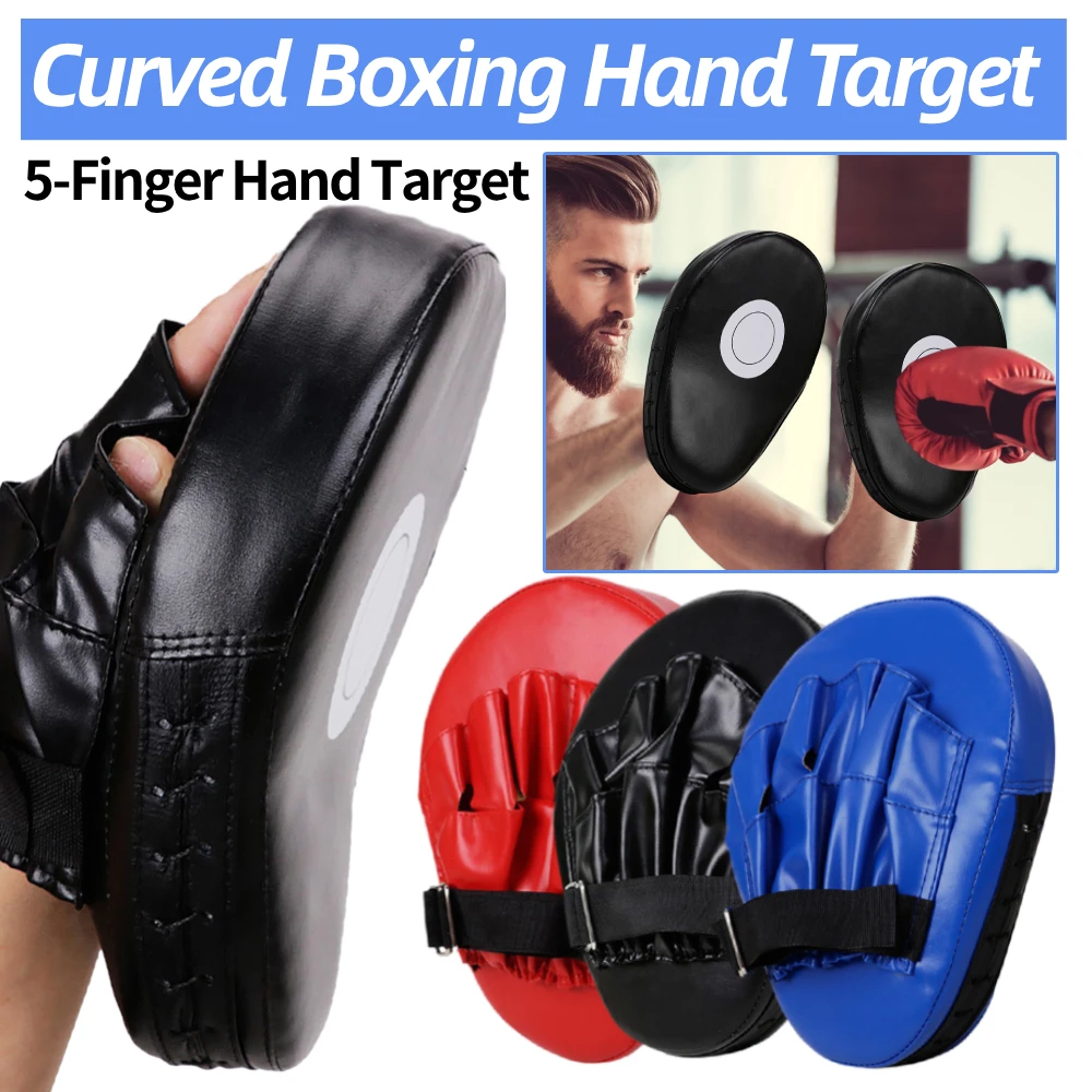 Curved Boxing Hand Target PU Leather 5-Finger Hand Target Breathable Curved Punching Mitts Boxing Focus Pad for Men Women Gym