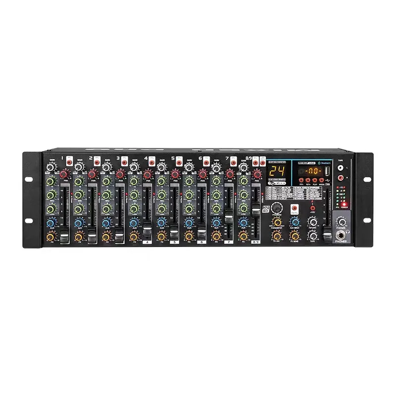 AK49 9 channel mixer professional rack-mounted embedded with 24 effect analog audio console