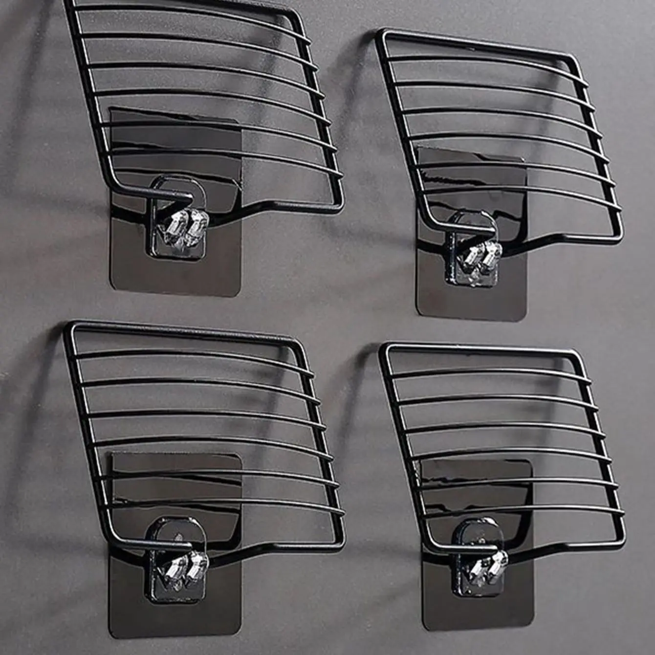 1pc-Stainless Steel Soap Rack Punch-free Nail-free Bathroom Single Layer Drain Wall Hanging Sucker Soap Box Light Luxury Shelf