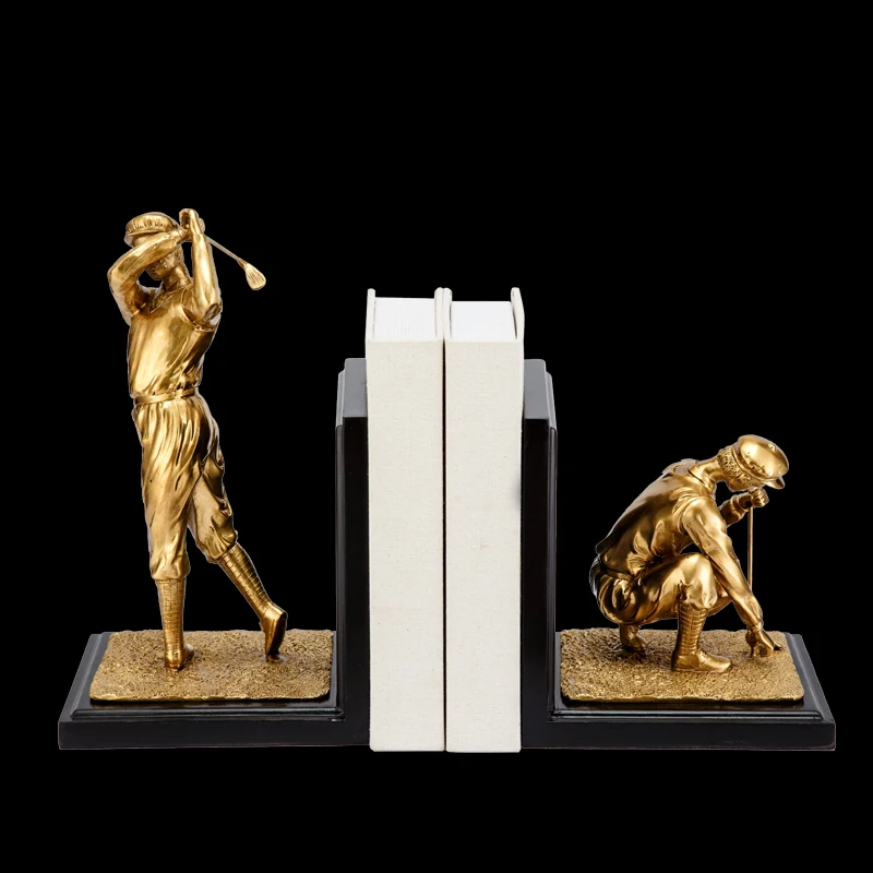 High-end quality brass and wood home deco character special bookend for home hotel unique design book file stand