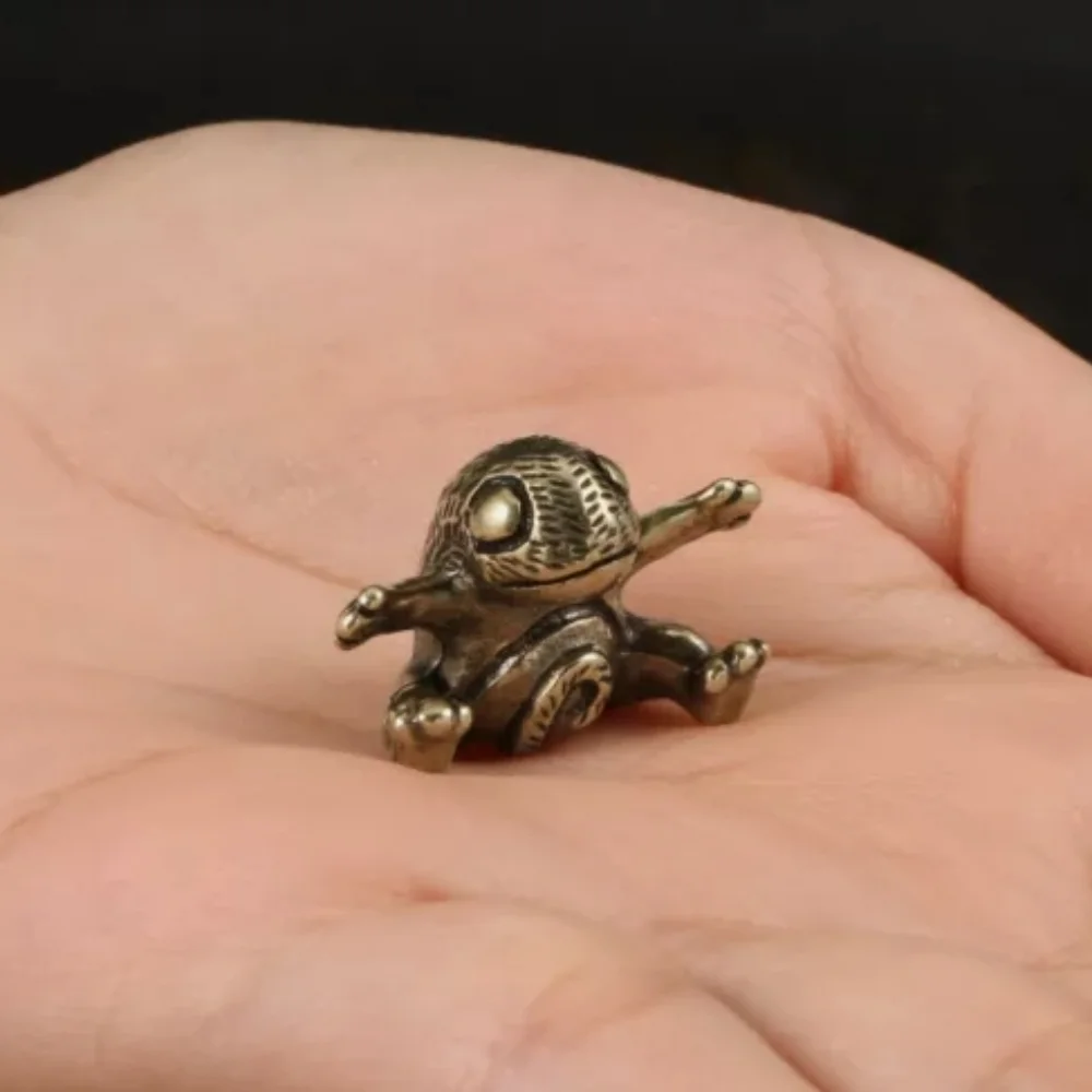 Solid Brass Mini Bullfrog Figurine Small Statue Home Ornament Figurines Collectibles