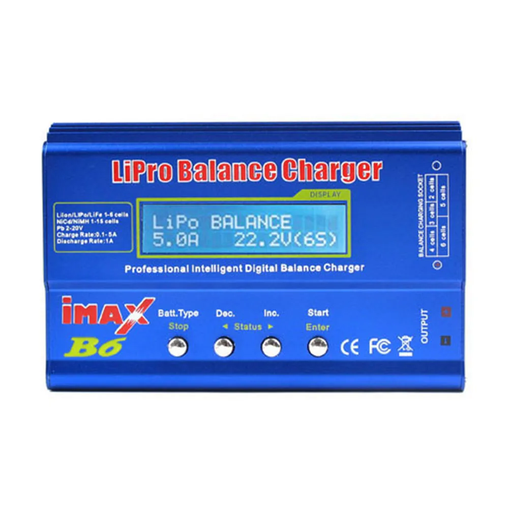 IMAX B6 Lipo Battery Charger LCD Dispaly 80W Aircraft Model Charger Discharge Power 5W 18V 6A for LiPo NiMH NiCd LiFe Pb Battery