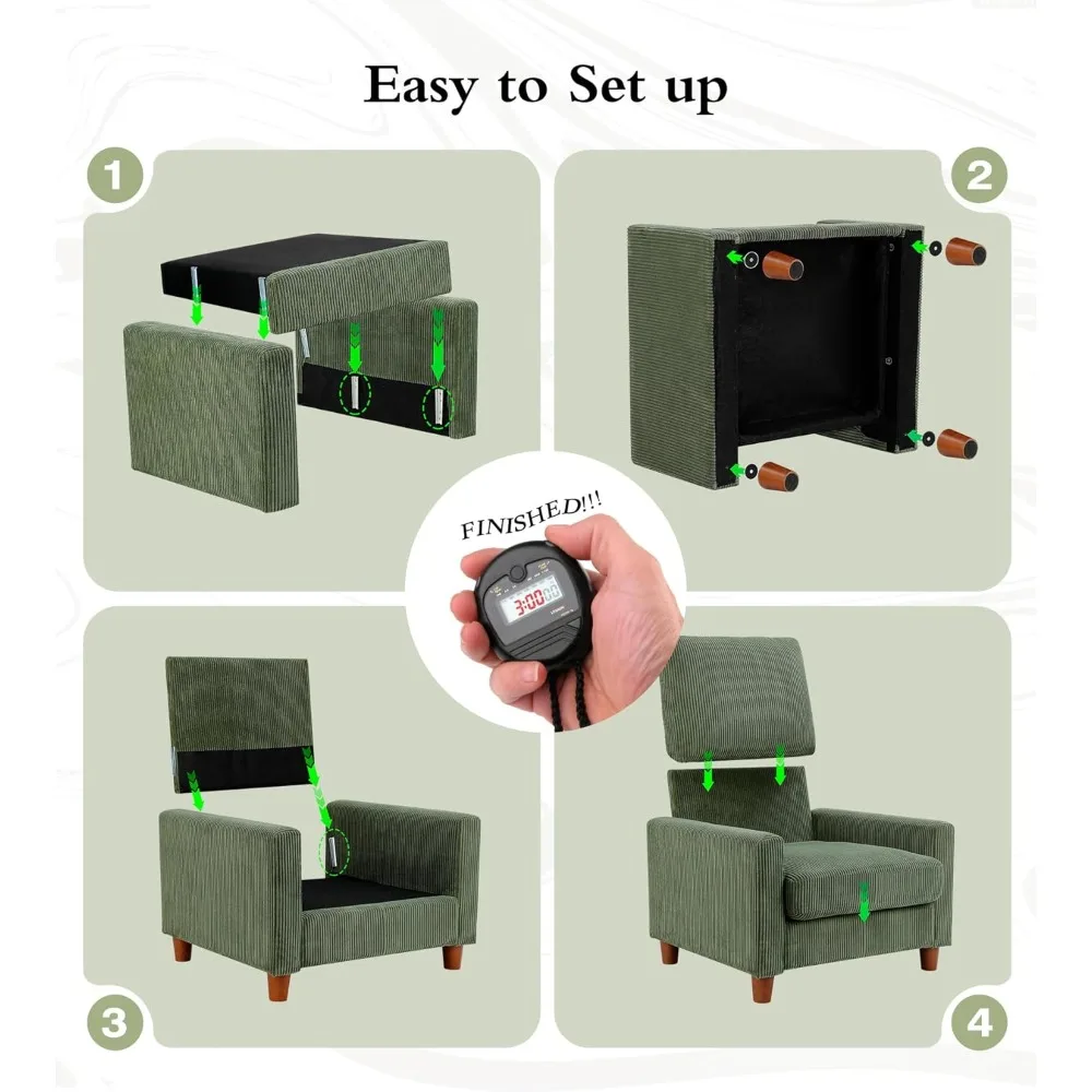 كرسي كبير الحجم 35.5 بوصة، سهل التجميع كراسي غرفة المعيشة، كرسي قراءة سروال قصير لغرفة النوم، لمقعد بعمق 2.5 بوصة #6