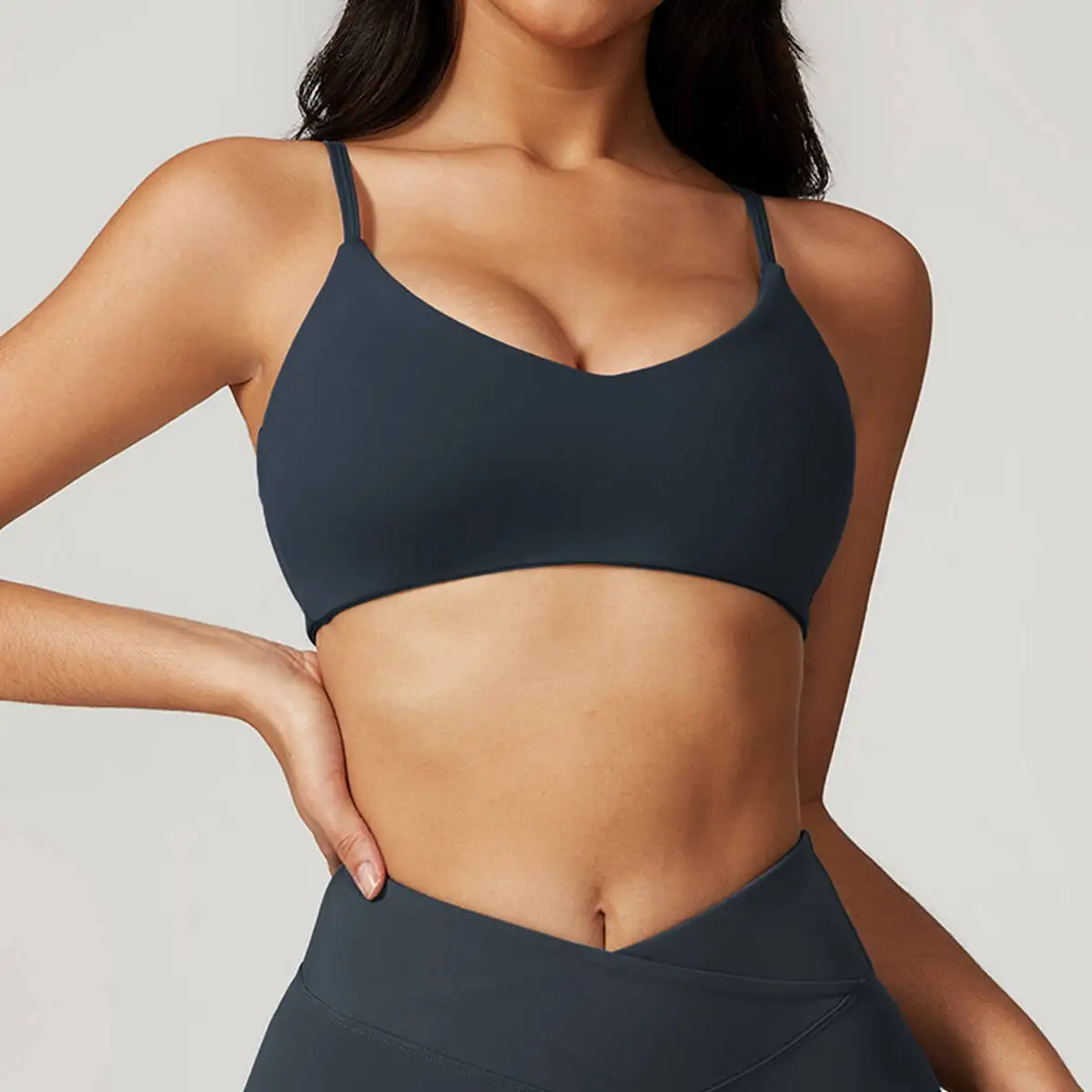 Summer New Women's V-Neck Sports Bra Female Gym Push Up Bandeau Bras Fitness Backless Crop Top Women Workout Yoga Underwear image 5