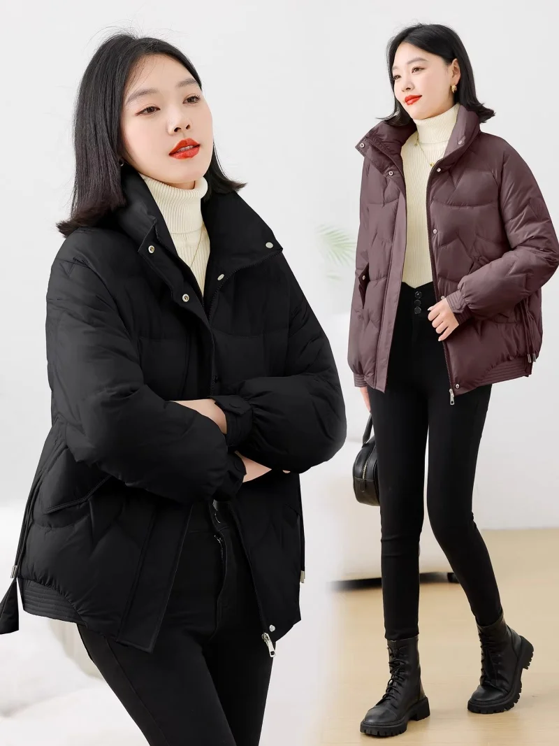 

Женская зимняя короткая куртка-пуховик свободного кроя, теплая утолщенная повседневная уличная стеганая куртка, пуховая хлопковая куртка w2423