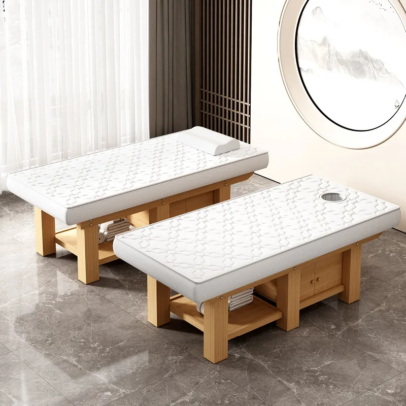 Solid wood latex beauty bed massage salon special body massage physiotherapy ear tattoo embroidery eyelash spa bed