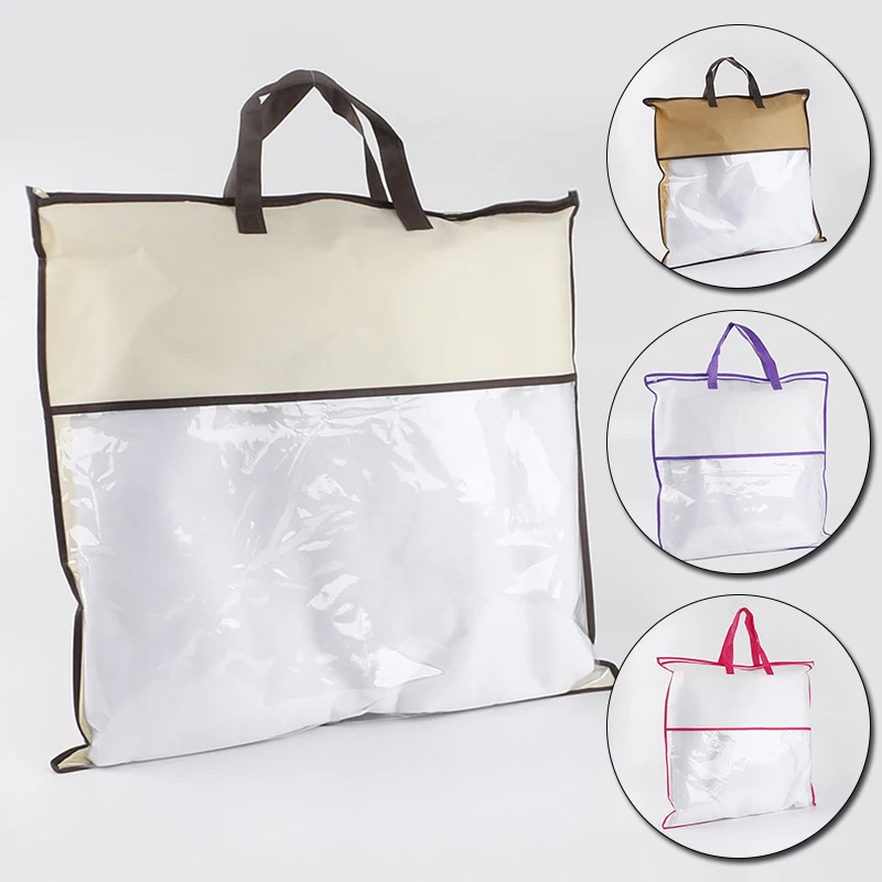 Bolsas transparentes de PVC no tejidas para el hogar, embalaje textil con cremallera, contenedores de almacenamiento, organizador de colchas