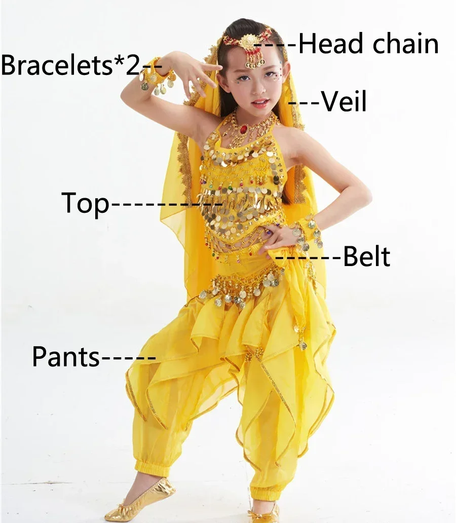 Kids Bellydance Child Kids Indian Belly Dance Costumes Set Oriental Dance Girls Belly Dancing India Belly Dance Clothes 3 Colors