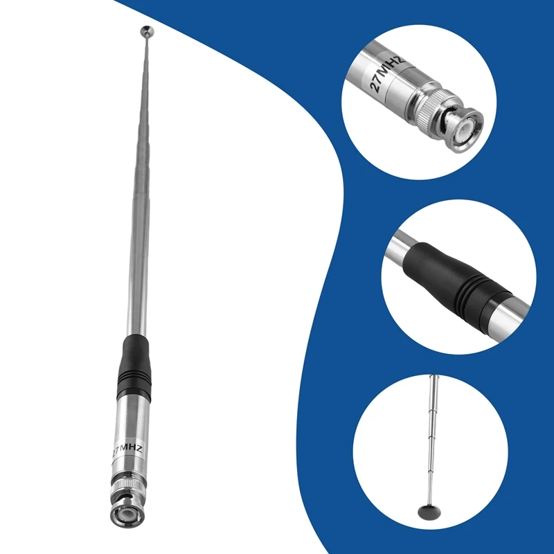 Антенна для рации 27 МГц CB, выдвижная портативная радиоантенна с высоким коэффициентом усиления, разъемы BNC