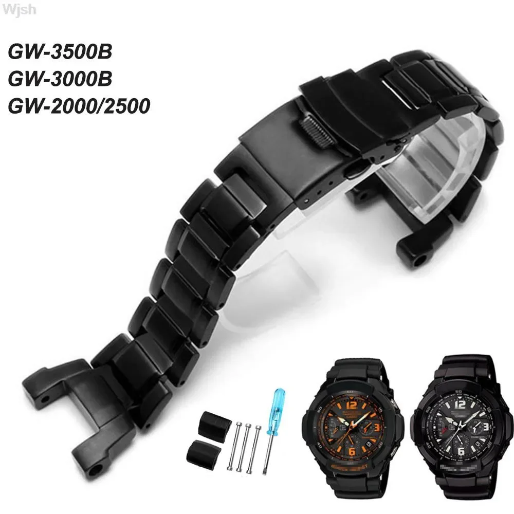 Solid Stainless Steel Watch Band for Casio G-Shock GW-3500B GW-3000B GW-2000 2500 G-1000 Metal Wrist Strap Bracelet Accessories