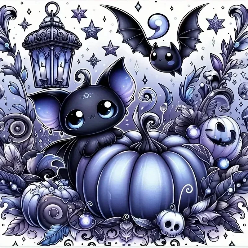 

Хэллоуин Летучая Мышь И Тыква Алмазная Картина Вышивка Крестом 5D DIY Art Полная дрель Мозаика Декор Комнаты Пиксель Хобби Подарок