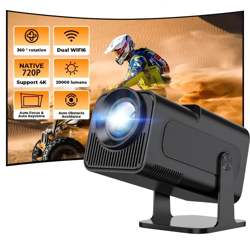 

HY320 Android Projector 1280x720P Dual WIFI6 200 lumens Outdoor Home Theater Portable Proyector, hy300 Projector