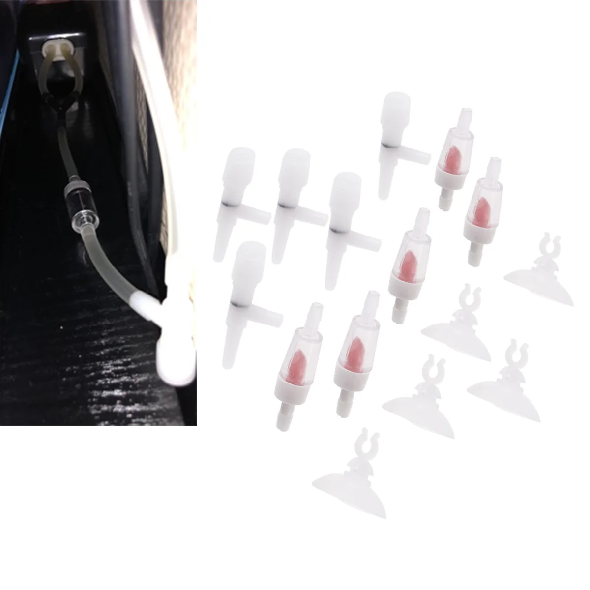 

16pcs Airline Connectors For Aquarium Fish Tank Plastic Valve Non-Return Governor Sucker Mending Extending Air Hose Inline