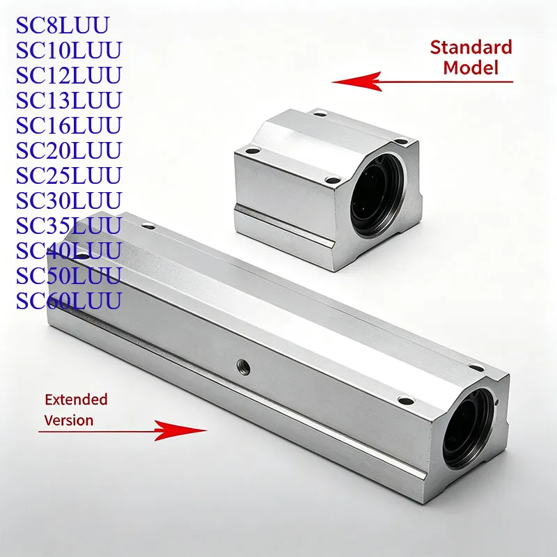 Long Type Linear Ball Bearing SC8LUU-SC60LUU Extended Slide Unit High Precision for 3D Printer CNC Machine Linear Motion
