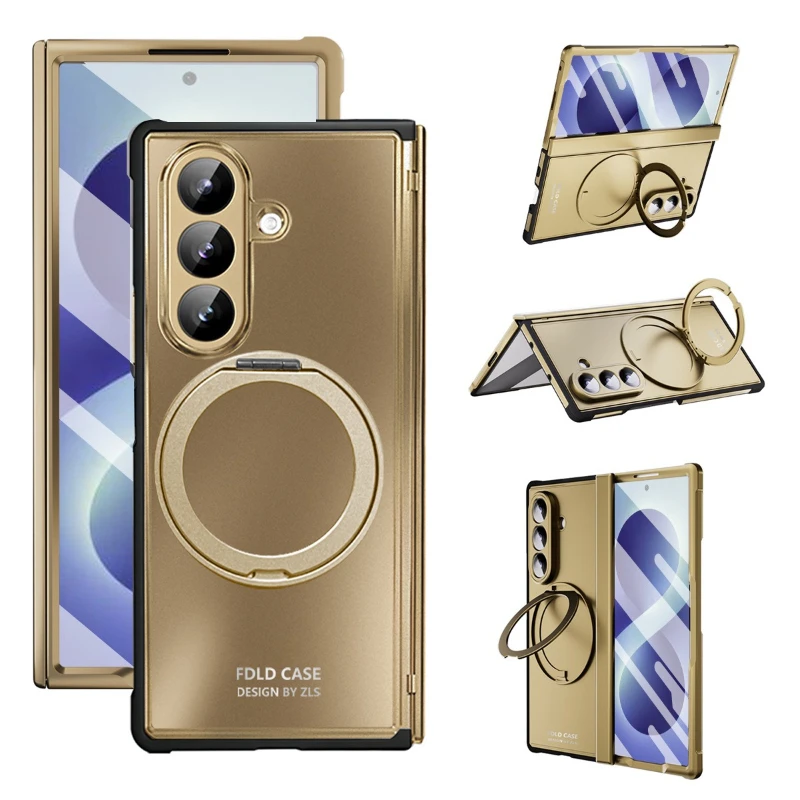 360-Grad-Drehständer-Schutzhülle mit Scharnierschutz für Samsung Galaxy Z Fold 8 Ultra 7, vollständige Abdeckung, stoßfeste Hülle mit Displayschutzfolie