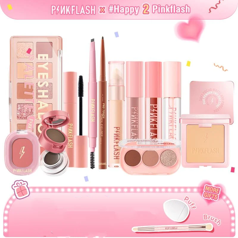 

PINKFLASH 2 Anniversary Full Makeup Sets Waterproof Liquid Lipstick Face Concealer Eyeshadow Palette Mascara Eyebrow Cosmetics