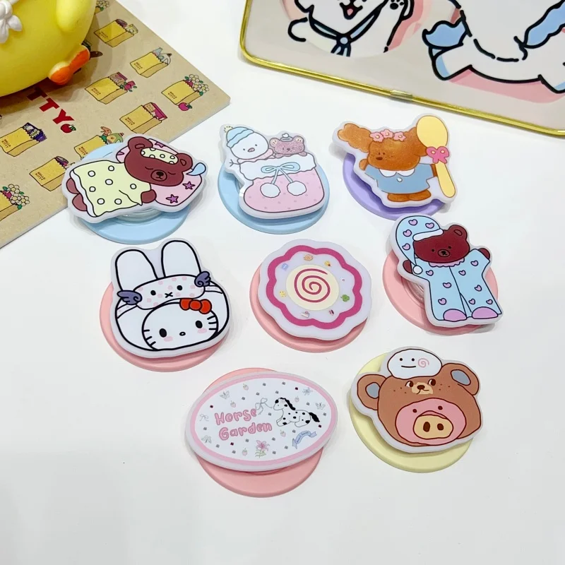 Sanrio Cartoon Niedlicher Bären-Pyjama-Magnetischer MagSafe-Drehständer für Telefone, kompatibel mit iPhone 18 Samsung, faltbarer Telefonhalter