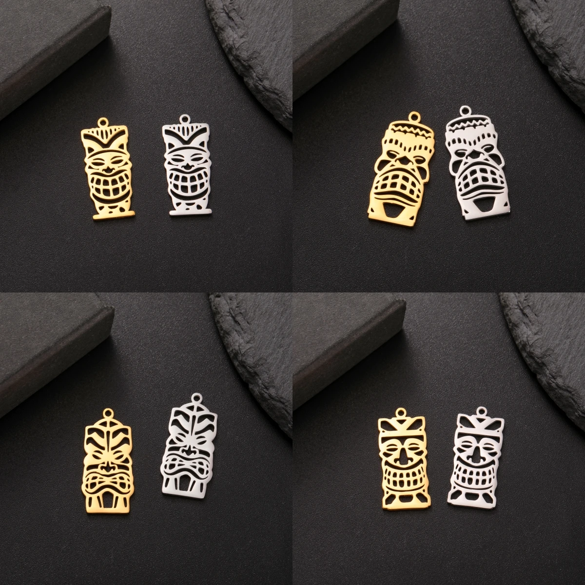 Exquisite Fashion Stainless Steel Clown Charms  Weird Face Pendant For Diy Making Earring Necklace Keychain  Jewelry Accessories