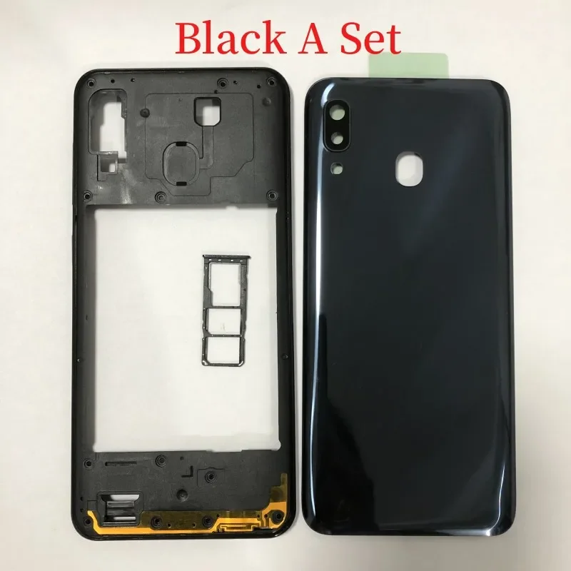 For Samsung Galaxy A30 2019 A305 A305F Middle Frame Bezel + Battery Back Cover Rear Door Housing Case With Camera Frame Lens