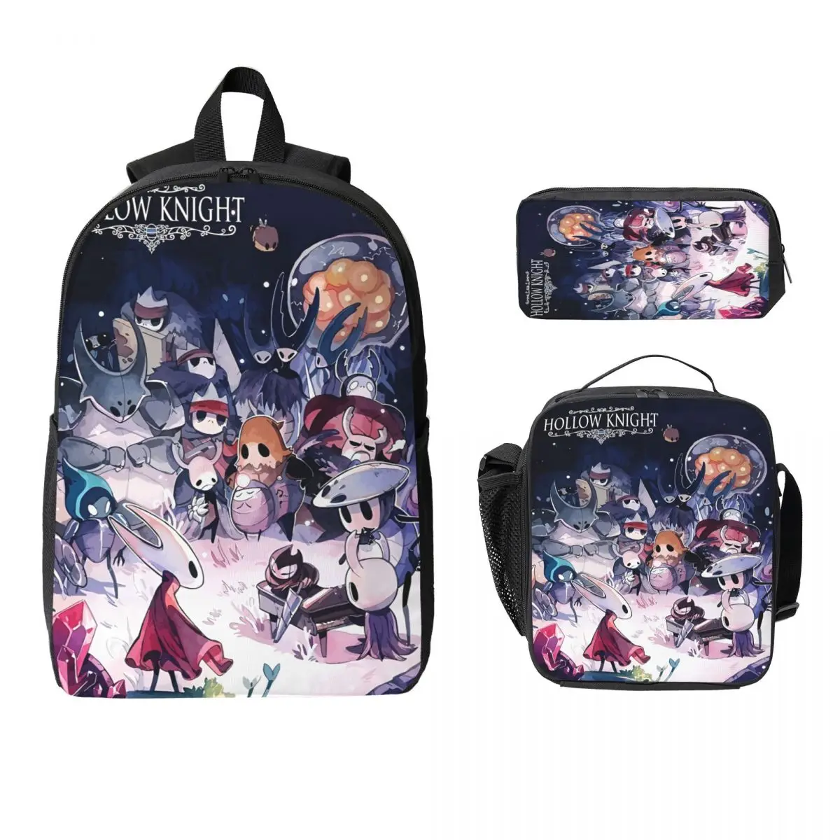 Hollow Knight Funny Games Kids Backpack Lunch Box Pencil Boxes for Boys Girls Preschool Backpacks School bag Bookbag Set