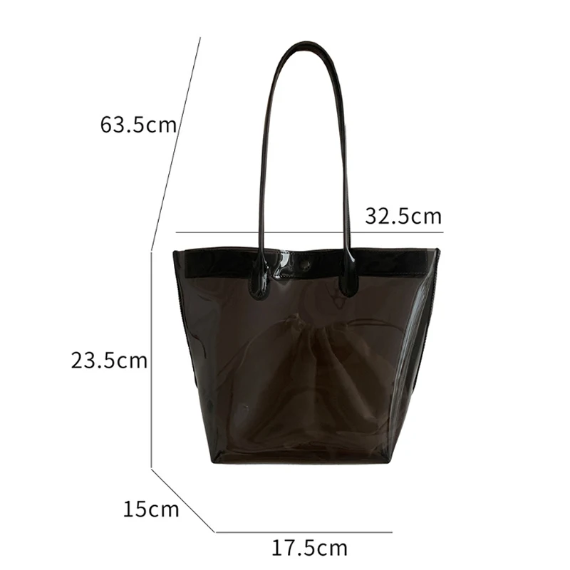 Transparente PVC-Eimertasche, wasserdichte Damen-Tragetasche mit Innentasche, bunte Dopamin-Handtasche für den Arbeitsweg mit großem Fassungsvermögen – Detail 1