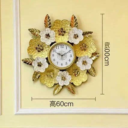 Wrought metal large floral wall hanging decoration titanium wall clock