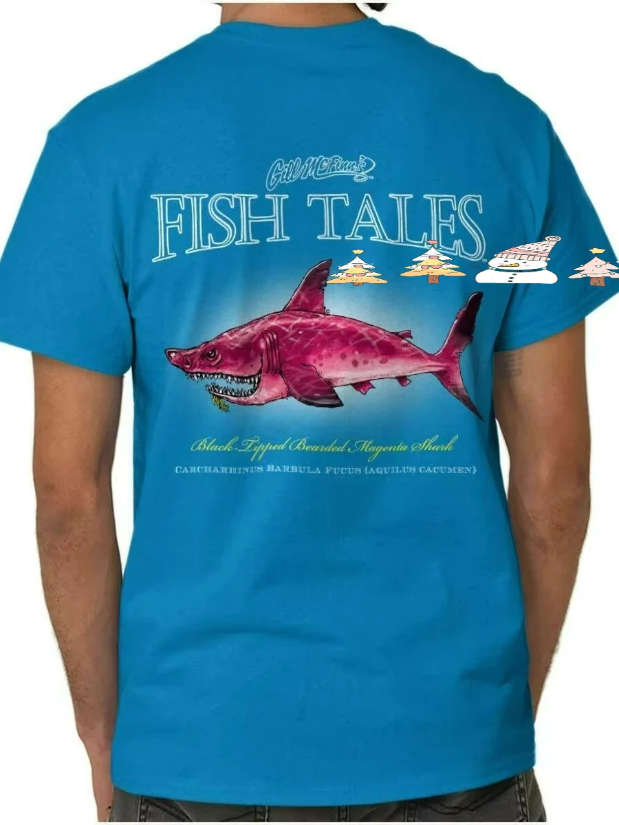Black Tipped Bearded Shark Fashion Fishing Angler Gift T-Shirt Short Sleeve Casual 100% Cotton O-Neck Mens T-shirt Size S-3XL