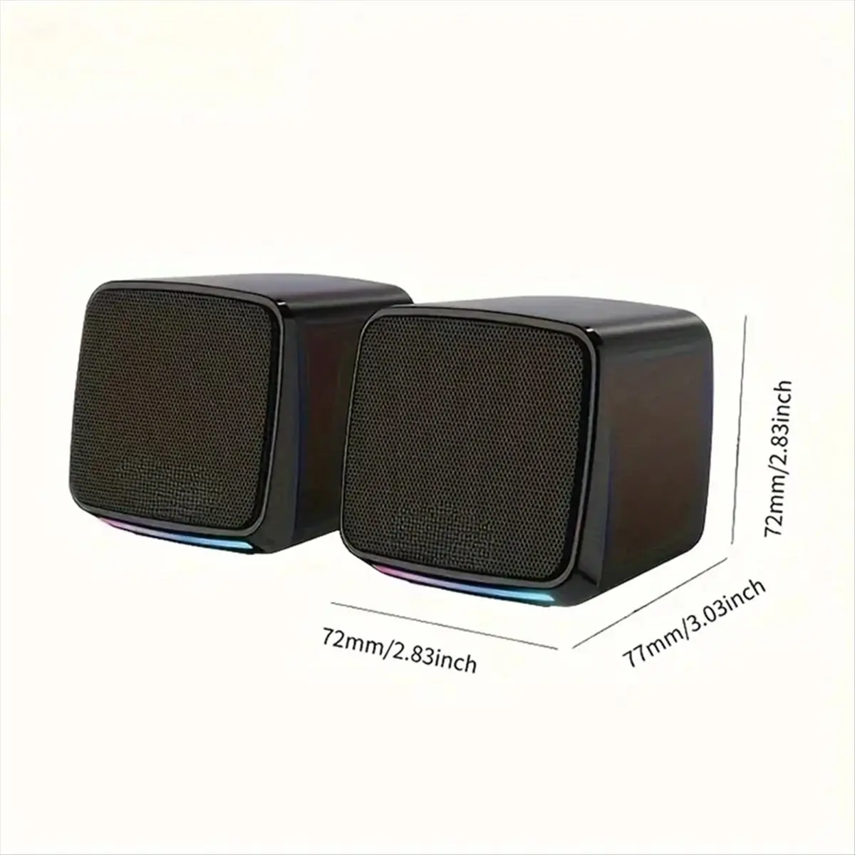 Top Mini Speaker with Cool Lights and Stereo Sound Computer Speakers 6W USB Powered 3.5 mm AUX-in Portable Speaker