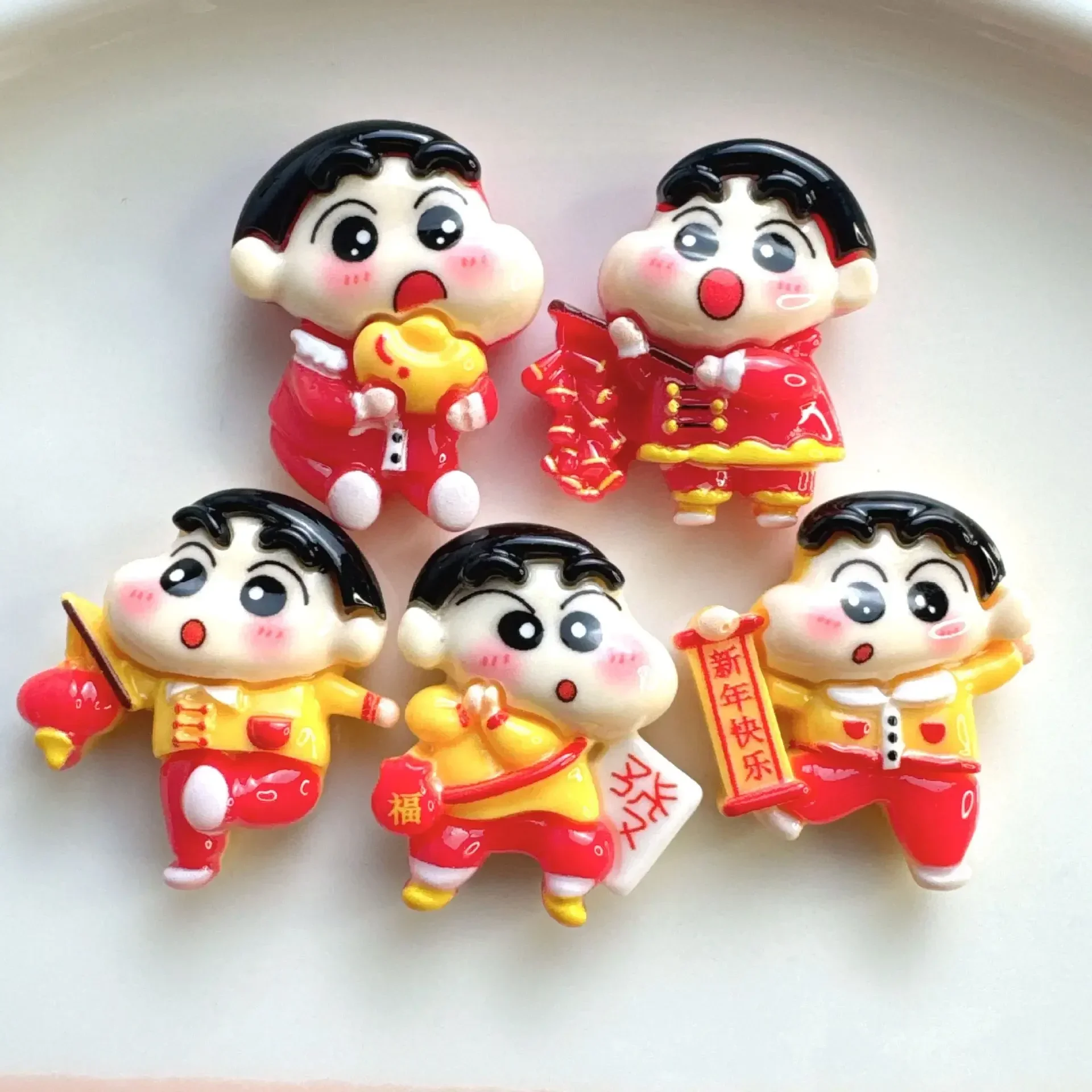 5Pcs cute red crayon shin chan resin flatback supplies diy kawaii resin accessories crafts materials scrapbooking embellishment