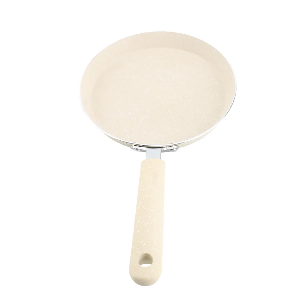 Aluminum Alloy Plastic Frying Pan Non Stick Beige Griddle Pancake Pan Lightweight Design Flat Bottomed Nonstick Crepe Pan