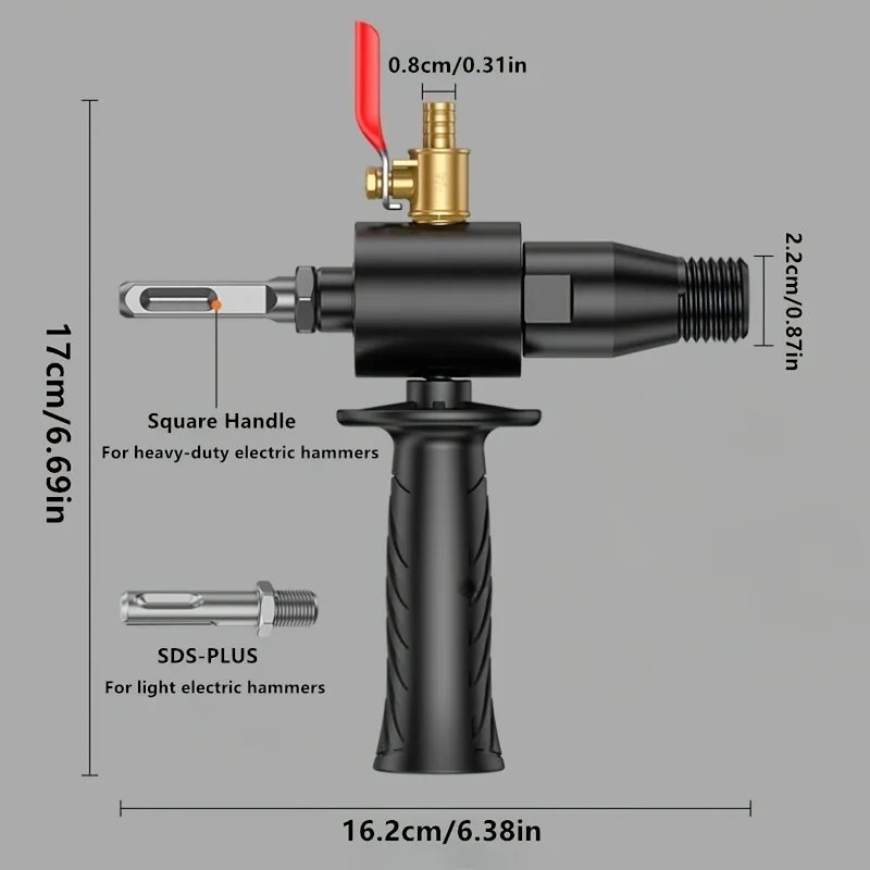 محول المطرقة الكهربائية SDS-PLUS/SQUARE محول لقمة المثقاب - جهاز حقن المياه مع قضيب، ساق ملولبة M22 للمقابض