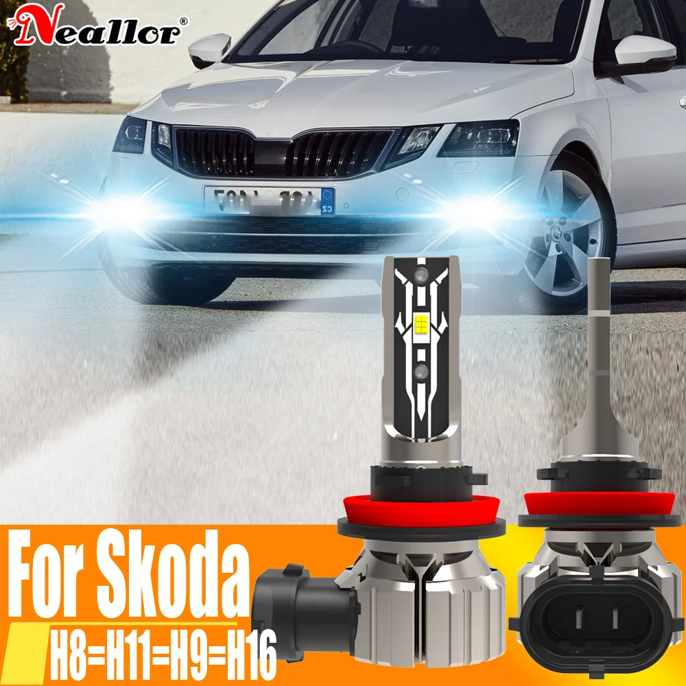 2x H11 H8 Led światła przeciwmgielne reflektor Canbus H16 H9 lampa diodowa żarówka samochodowa 12v 55w dla Skoda Octavia 2 3 5A znakomity szybki Fabia Kodiaq
