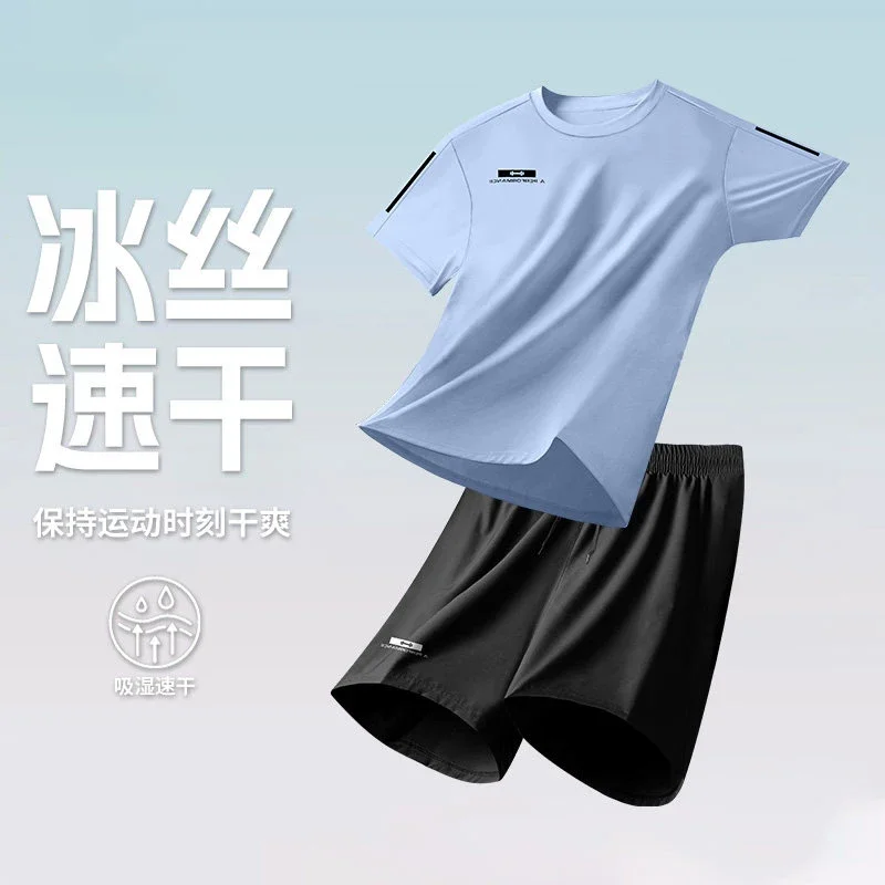 Eisseide Sportset - Damen Sommer Lauf-, Badminton-, Kurzarm-T-Shirt, Fitnesskleidung, Trainingsshorts