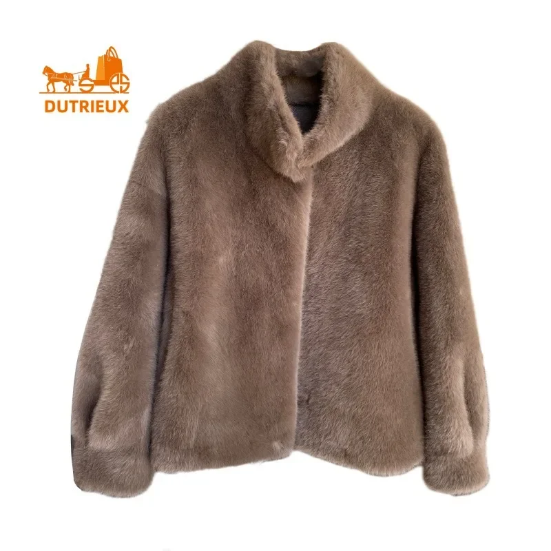 New Winter Coat for Women, Best Quality, Elegant and Generous Stand-up Collar Silhouette Real Fur Coat Jacket Warm Temperament