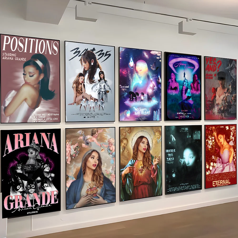 

Singer A-Ariana Grande Poster Self-adhesive Art Waterproof Paper Sticker Coffee House Bar Room Wall Decor